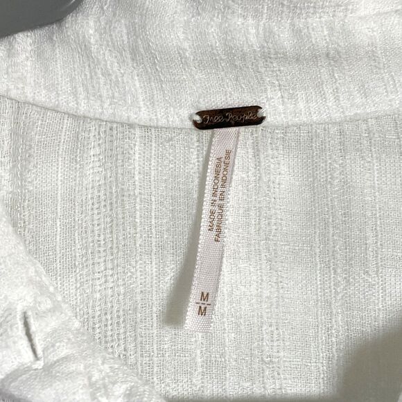 FREE PEOPLE Headed To The Highlands Women's Button Up White Blouse Top Sz M Boho - Picture 5 of 9